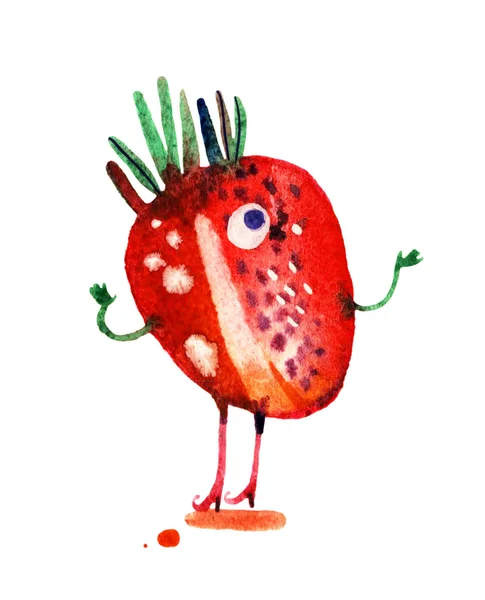 水彩的草莓插图 — 图库照片