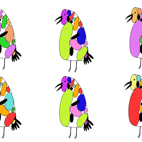 Hand smärtade färgglada fåglar mönster — Stockfoto
