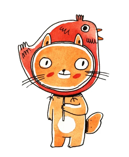 Акварель кішка ілюстрація — стокове фото