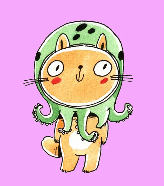 수채화 고양이 그림 — 스톡 사진