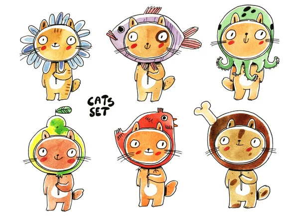 Sulu Boya kedi illüstrasyon