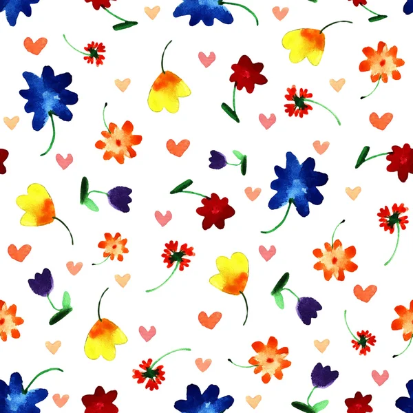 Watercolor flowers pattern — Stock Photo, Image