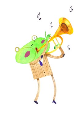 watercolor frog illustration clipart