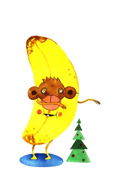 Акварель банан ілюстрація — стокове фото