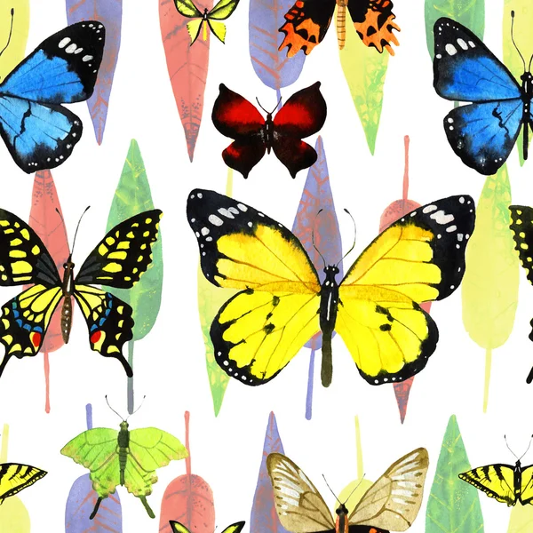 Akwarela motyl wzór — Zdjęcie stockowe