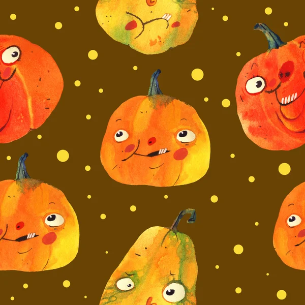 Aquarel illustratie, halloween patroon op brown — Stockfoto