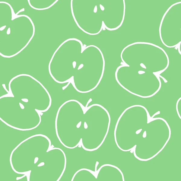 Ilustración Patrón Sin Costuras Con Manzanas Aisladas Sobre Fondo Verde —  Fotos de Stock