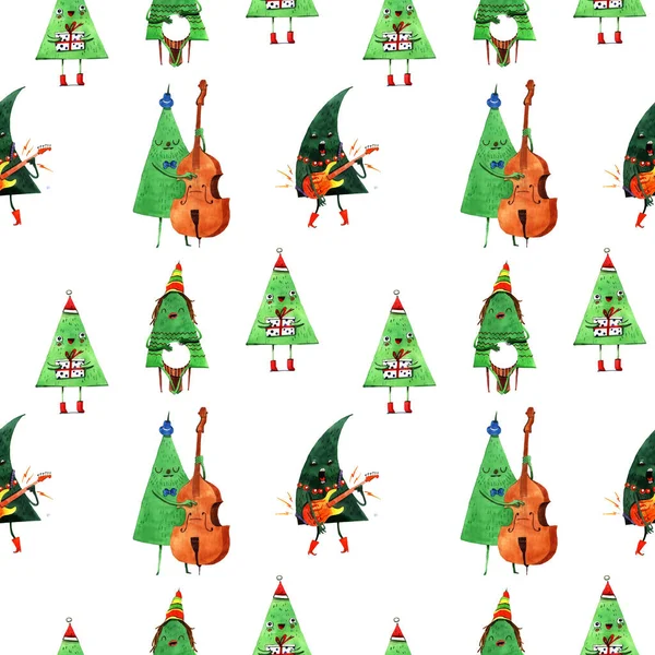 Illustrazione Modello Senza Soluzione Continuità Che Contiene Alberi Natale Freak — Foto Stock