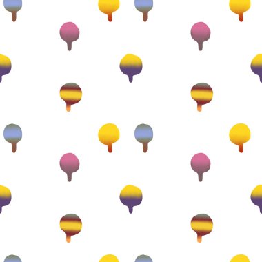 Beyaz arka planda izole edilmiş renkli mantarlı kusursuz desen çizimi