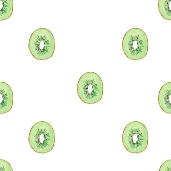 Płynny Wzór Ilustracja Zielonym Kiwi Izolowane Białym Tle — Zdjęcie stockowe
