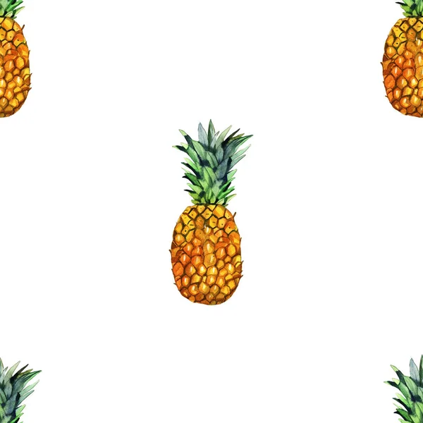 Seamless Pattern Illustration Yellow Pineapples Isolated White Background Royalty Free Stock Images
