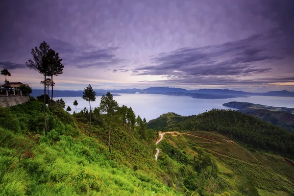 Sunrise lake toba,,north sumatra indonesia — Stock Photo, Image