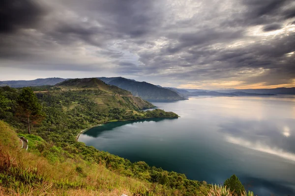 Sunset lake Toba, north Sumatra Indonesia — Stock Photo, Image