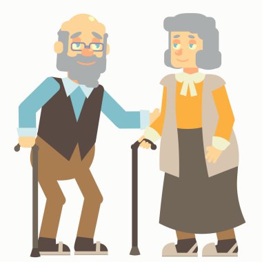 baston ile yaşlı insanlar