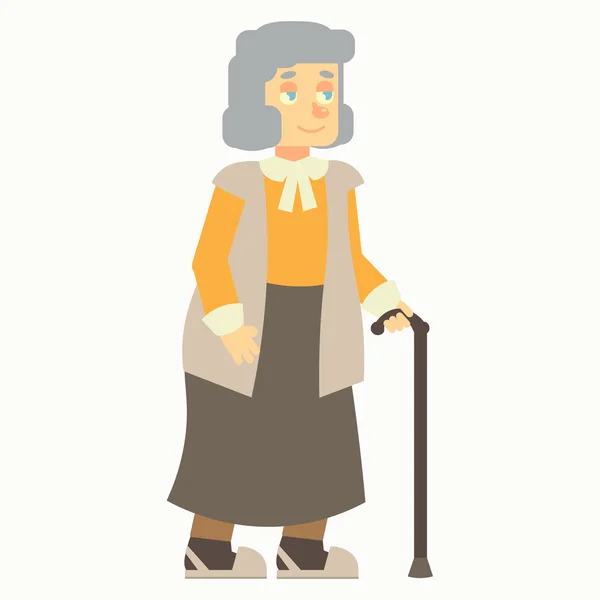 Old woman with cane — Stock Vector