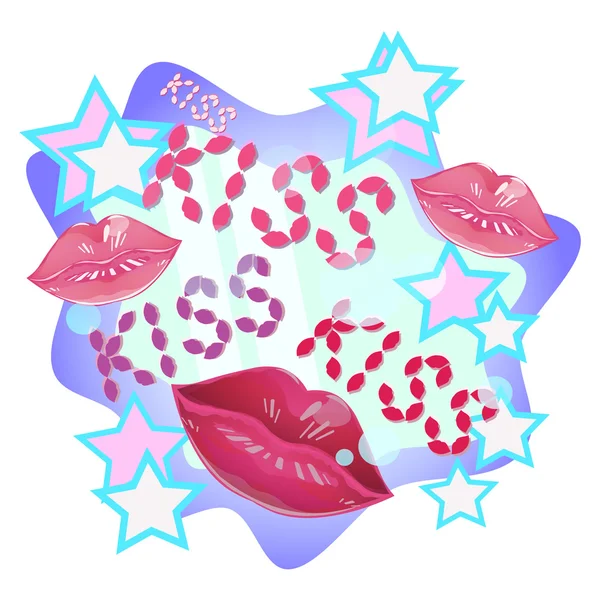 Beso labios estrella — Vector de stock