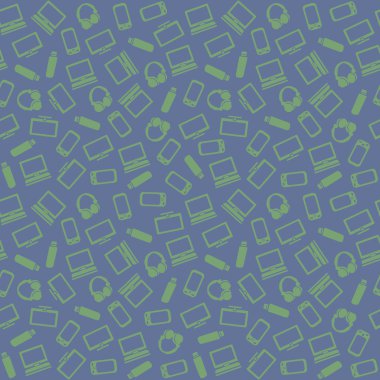 model, stilize çizim telefon, monitör, kulaklık