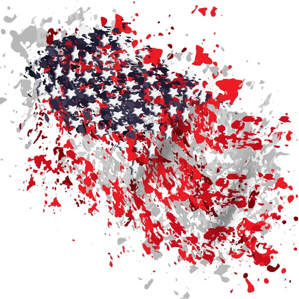 Amerikan bayrağı, kırmızı, mavi, beyaz ve gri noktalar, grunge stilize görüntü — Stok Vektör