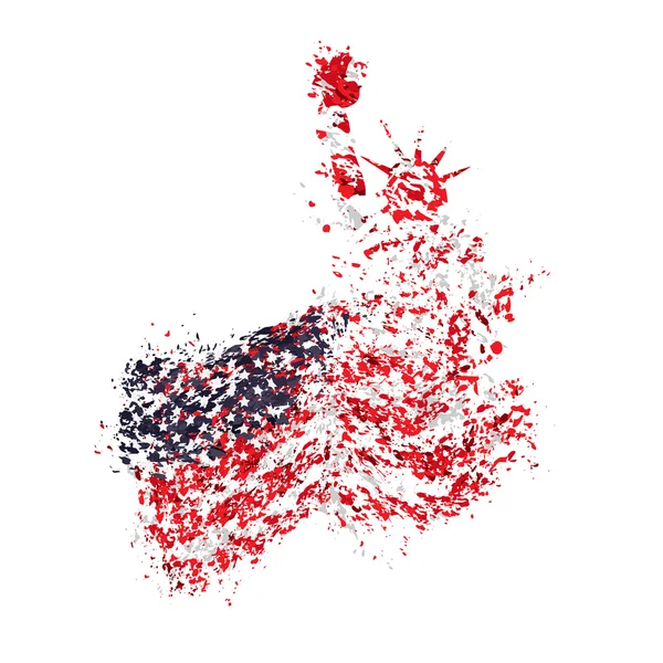 Özgürlük Anıtı, vektör çizim, Amerikan bayrağı