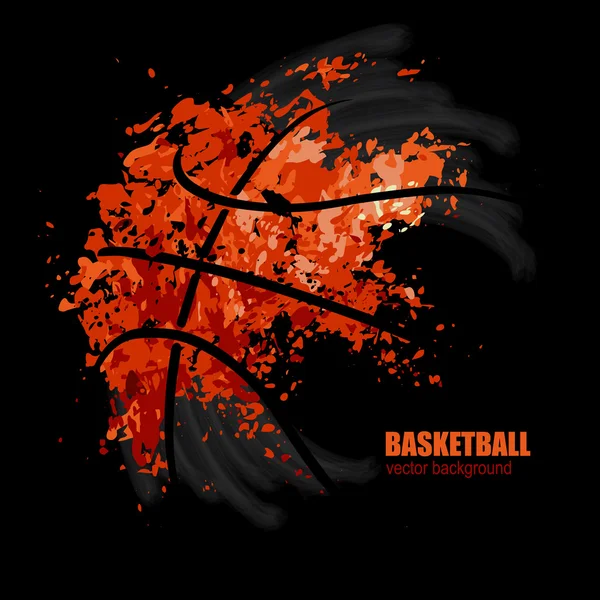 Dibujo vectorial de una pelota de baloncesto sobre un fondo negro, diseño para el juego de baloncesto — Archivo Imágenes Vectoriales
