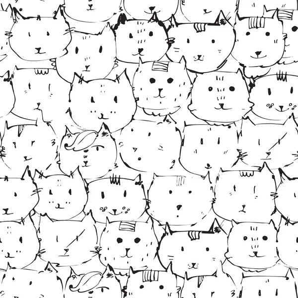 Varratmentes textúra szabadkézi macskákkal, rajzolt szabadkézzel — Stock Vector