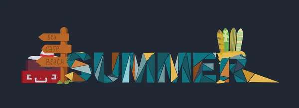 Summer lettering on dark background, dedicated to vacation, holi — Wektor stockowy