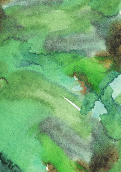 Green color grainy large watercolor background, hand drawn with liquid dye and brush on watercolor paper. Stains, splashes, brush smears. Handdrawn vertical illustration template for presentation — 스톡 사진