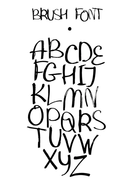 Beyaz arka plan el çekilmiş alfabe A'dan Z'ye fırça ve sıvı mürekkeple çizilmiş izole vektör. Serbest stil yazı tipi yazı veya yaratıcı yazma için iyi. Sermaye İngilizce harfleri. — Stok Vektör