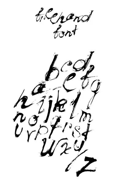 手绘 abc 字体手写墨迹与画笔飞溅和刷丝隔离在白色背景上。矢量图，好的字体和打印。A 到 Z 的字母 — 图库矢量图片