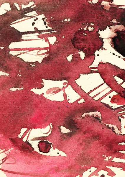 Dikey sanatsal illüstrasyon, el fırça ve sıvı suluboya ile bej renkli arka plan üzerinde koyu kırmızı tonlarında çekilmiş. Raster soyut doku, büyük ve grenli — Stok fotoğraf