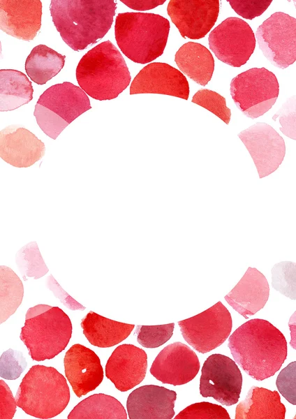 Raster modelo de ilustração, com base em esfregaços aquarela vermelho e rosa, pontos e pincéis daubs, com suporte de texto círculo para o seu texto. Círculo mosaico, isolado em branco, gráfico, elegante . — Fotografia de Stock