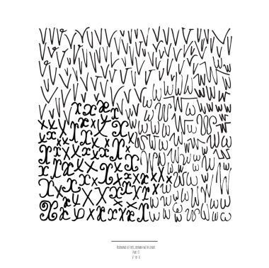 Elle çizilmiş izole beyaz arka plan üzerinde siyah liner harflerle büyük vektör kümesi. Bölüm 8 harf V, W ve mektubu X. koleksiyonu freehand harflerin farklı şekiller ve stilleri içerir.