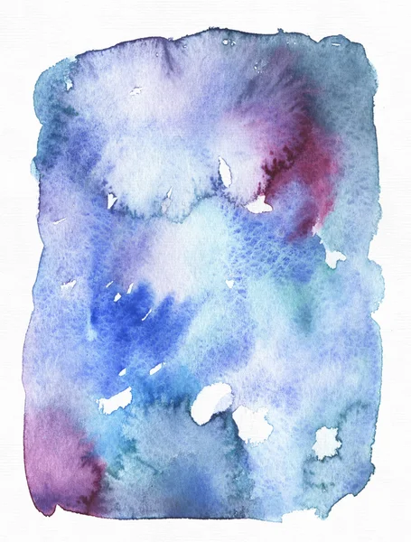 Blauwe aquarel hand getekend abstracte vorm gebaseerd op inkt DRIP's en schaduwen. Geïsoleerd op het Witboek van de aquarel illustratie, getekend met borstel en liqid inkt. Raster grote korrelig achtergrond. — Stockfoto