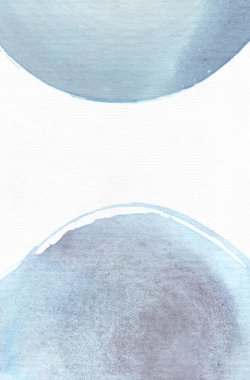 Suluboya el mavi ve mavi daireler, büyük raster illüstrasyon ile çizilmiş boyalı doku.