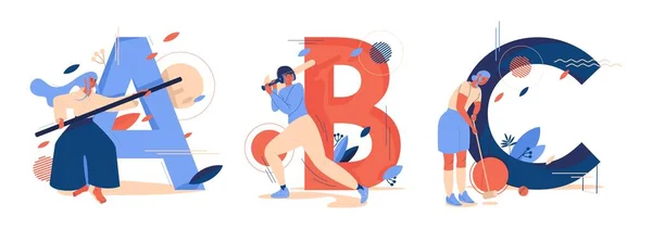 Концепция Спортивной Иллюстрации Коллекция Женщинами Тренирующими Бейсбол Айкидо Крокет Изолированы — стоковый вектор