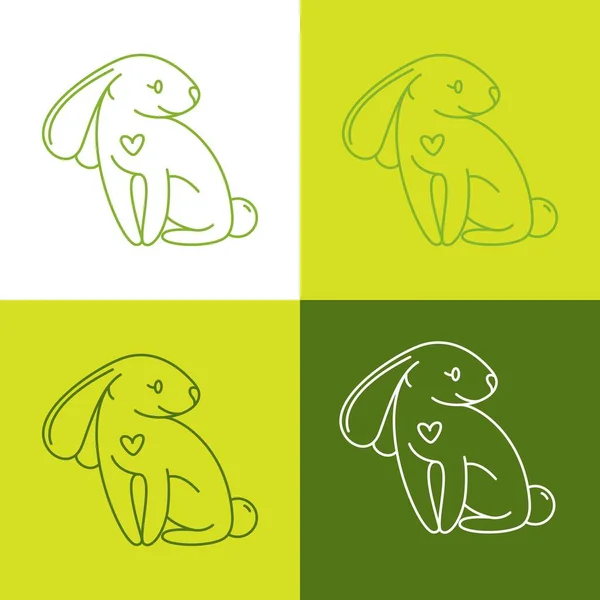 Probado Animales Icono Con Conejo Pequeño Forma Ciervo Fondo Verde Gráficos vectoriales