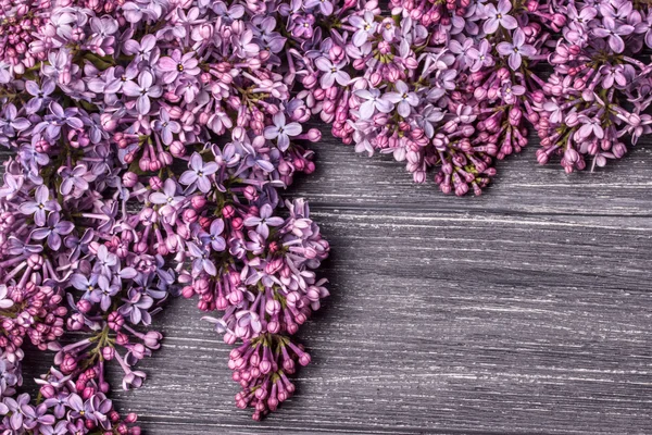 Flores lilás em uma tábua de madeira — Fotografia de Stock