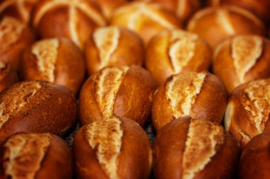 Taze Hamburger ekmeği. Yakın çekim