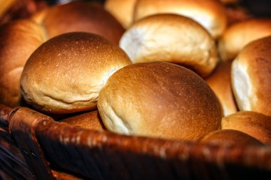 Taze Hamburger ekmeği. Yakın çekim