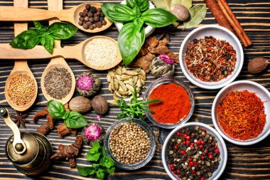 Renkli Aromatik baharatlar ve otlar 