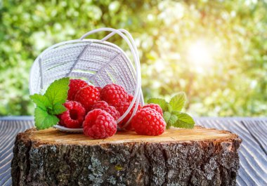 sepet içinde taze ahududu 