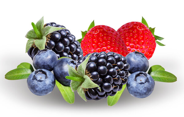 Blackberries ,strawberry and blueberries, isolated 