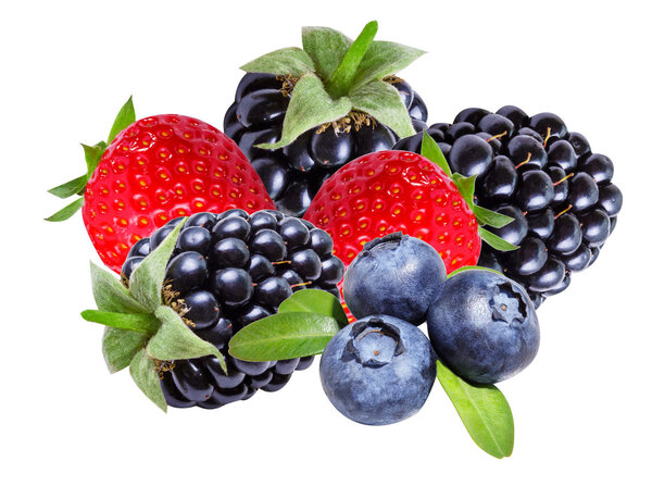 Blackberries ,strawberry and blueberries, isolated 