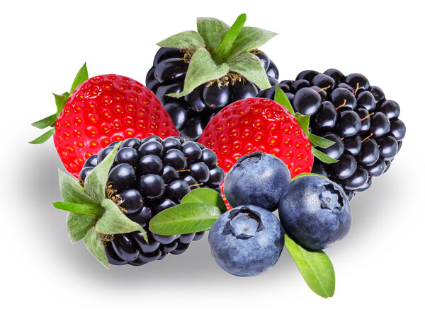 Blackberries ,strawberry and blueberries, isolated 