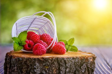 sepet içinde taze ahududu 