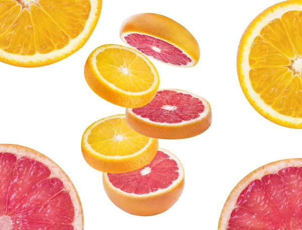 Orange fruit and grapefruit isolated on white — Stock Photo, Image