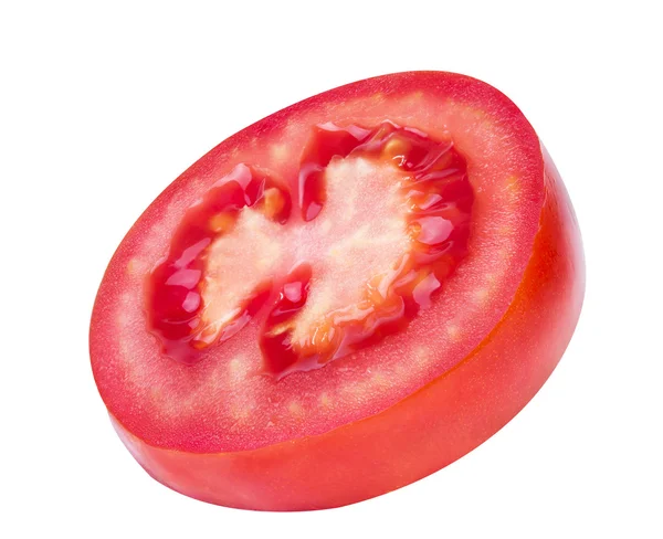 Tomatenscheibe isoliert auf weiß, isoliert — Stockfoto