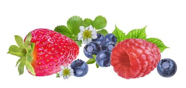 딸기, 블루베리, 라스베리 격리 흰색에 — 스톡 사진