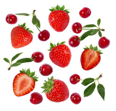 Çilek beyaz arkaplanda izole edildi