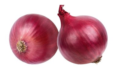 Beyaz arkaplanda soğan izole edildi